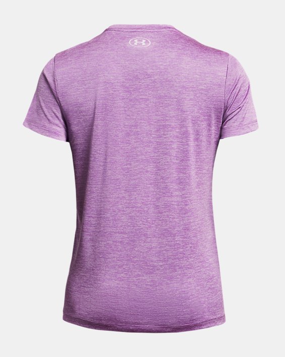 女士UA Tech™ Twist V領短袖T恤 in Purple image number 3